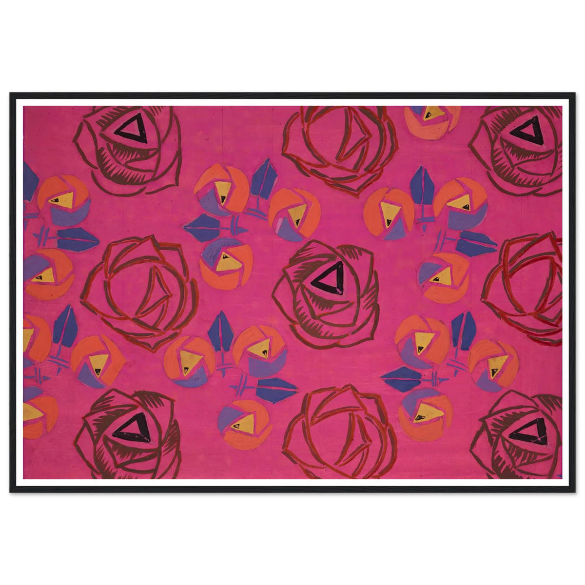 Untitled (Textile design no V) (circa 1925) Art Print | Frances Hodgkins - Framed Poster - 30x40 cm / 12x16″ - Black frame