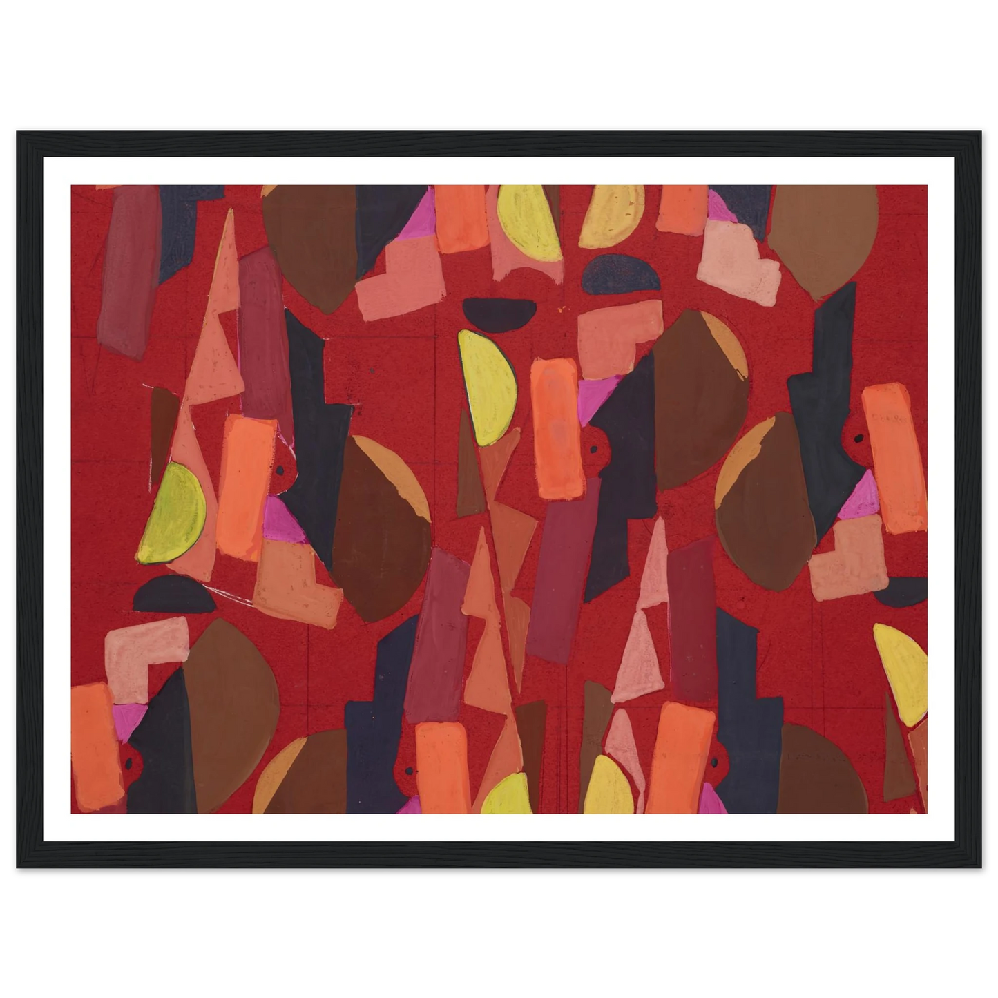 Untitled (Textile design no VI) (circa 1925) Art Print | Frances Hodgkins - Framed Poster - 30x40 cm / 12x16″ - Black frame