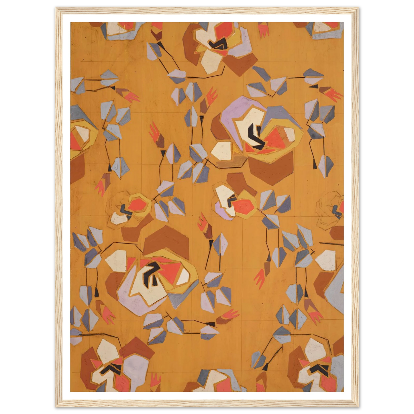 Untitled (Textile design no VII) (circa 1925) Art Print | Frances Hodgkins - Framed Poster - 30x40 cm / 12x16″ - Black frame