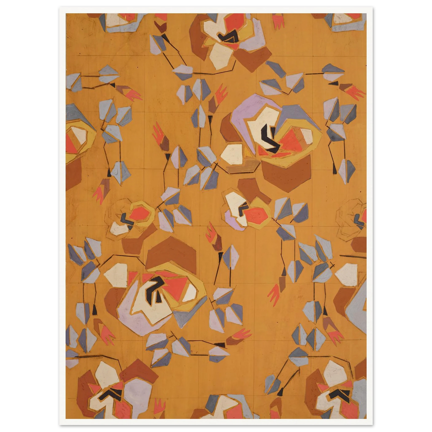 Untitled (Textile design no VII) (circa 1925) Art Print | Frances Hodgkins - Framed Poster - 30x40 cm / 12x16″ - Black frame
