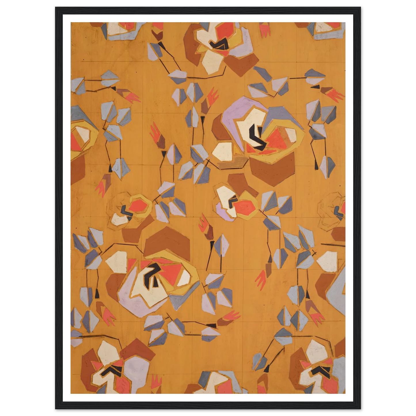 Untitled (Textile design no VII) (circa 1925) Art Print | Frances Hodgkins - Framed Poster - 30x40 cm / 12x16″ - Black frame