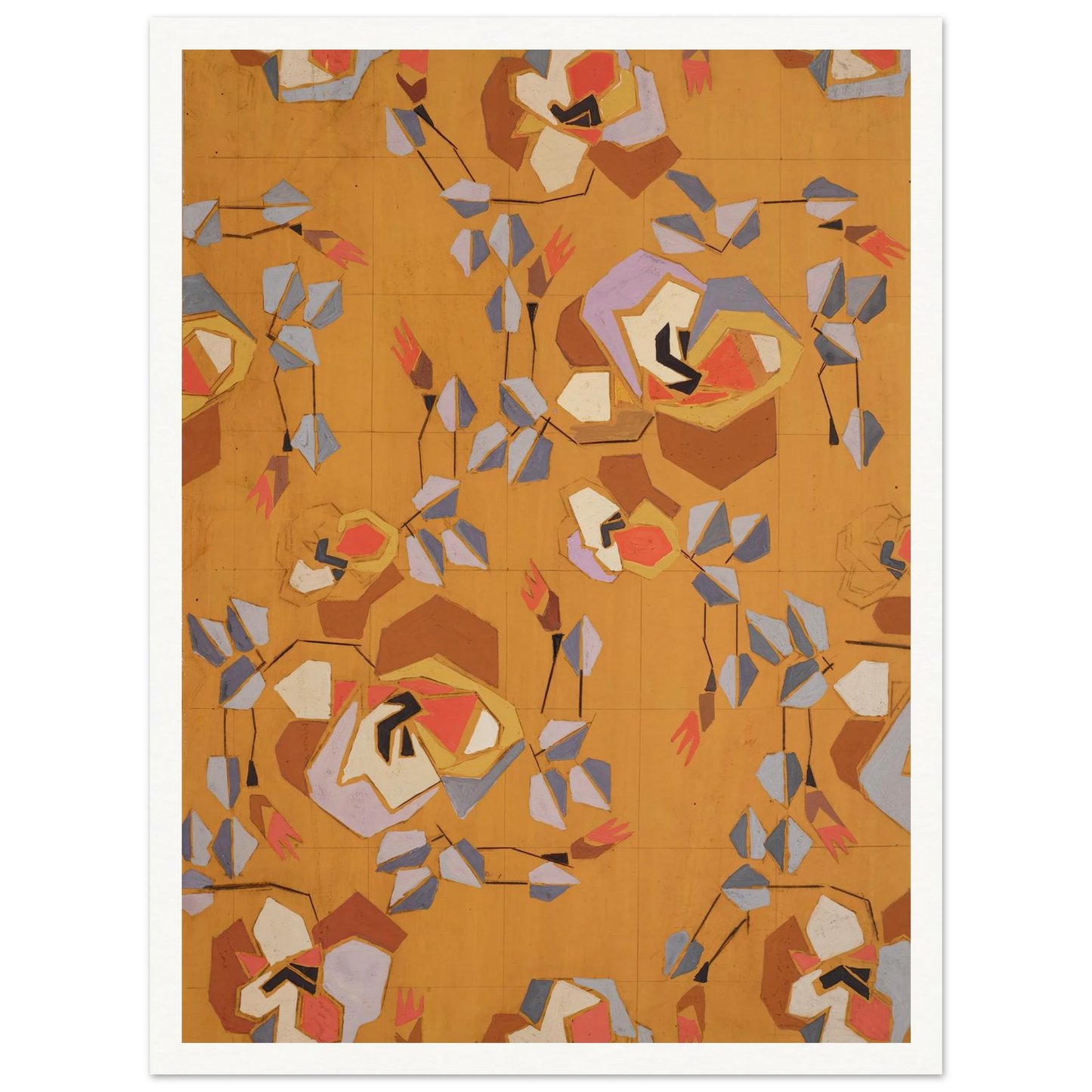 Untitled (Textile design no VII) (circa 1925) Art Print | Frances Hodgkins - Framed Poster - 30x40 cm / 12x16″ - Black frame