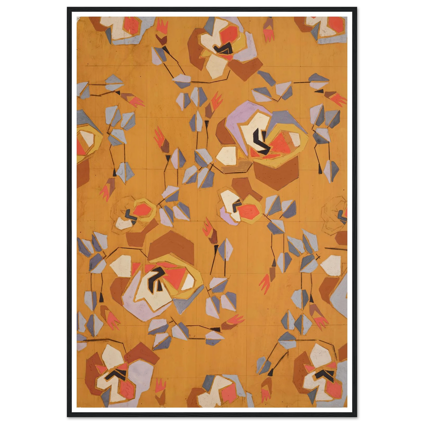 Untitled (Textile design no VII) (circa 1925) Art Print | Frances Hodgkins - Framed Poster - 30x40 cm / 12x16″ - Black frame