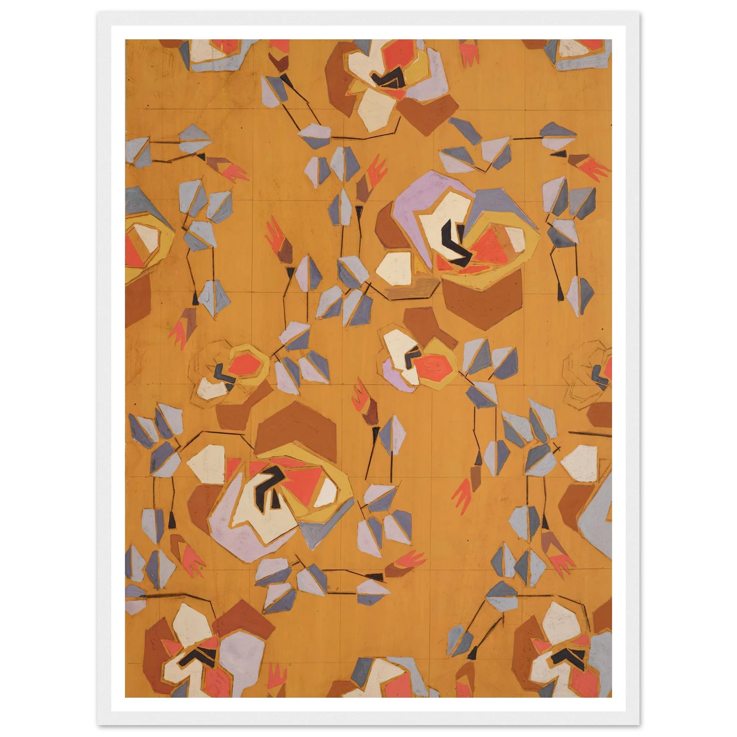 Untitled (Textile design no VII) (circa 1925) Art Print | Frances Hodgkins - Framed Poster - 30x40 cm / 12x16″ - Black frame