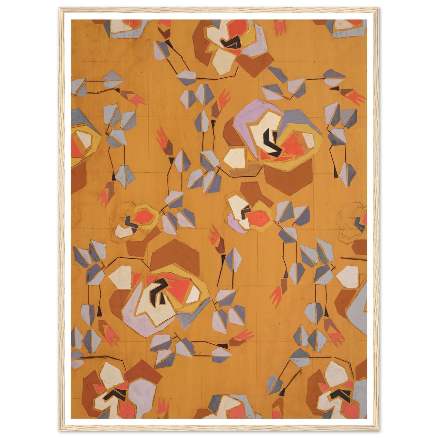 Untitled (Textile design no VII) (circa 1925) Art Print | Frances Hodgkins - Framed Poster - 30x40 cm / 12x16″ - Black frame