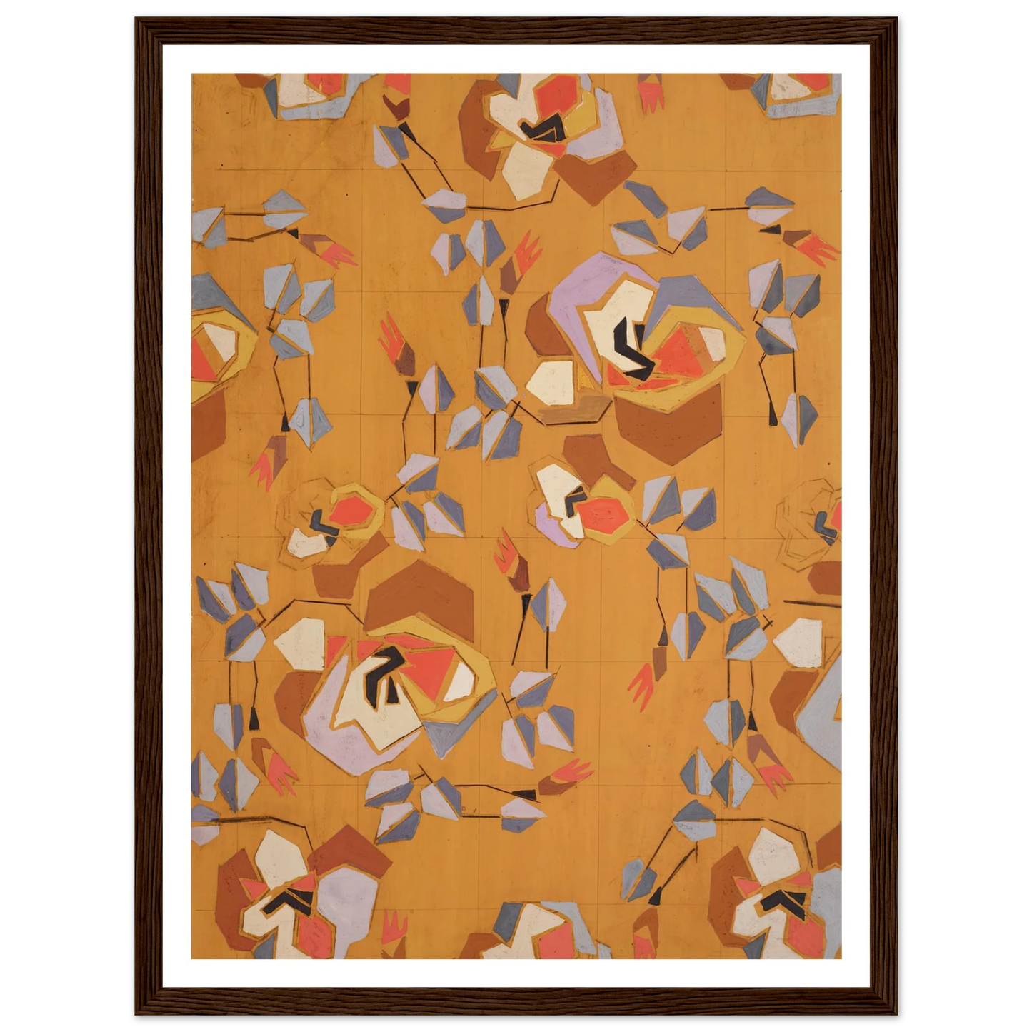 Untitled (Textile design no VII) (circa 1925) Art Print | Frances Hodgkins - Framed Poster - 30x40 cm / 12x16″ - Black frame
