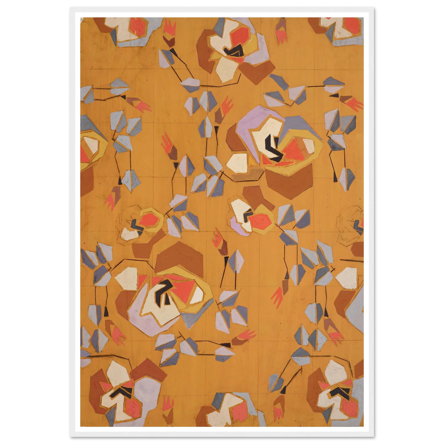 Untitled (Textile design no VII) (circa 1925) Art Print | Frances Hodgkins - Framed Poster - 30x40 cm / 12x16″ - Black frame