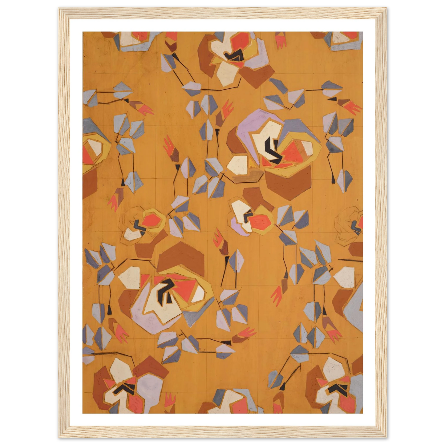 Untitled (Textile design no VII) (circa 1925) Art Print | Frances Hodgkins - Framed Poster - 30x40 cm / 12x16″ - Black frame