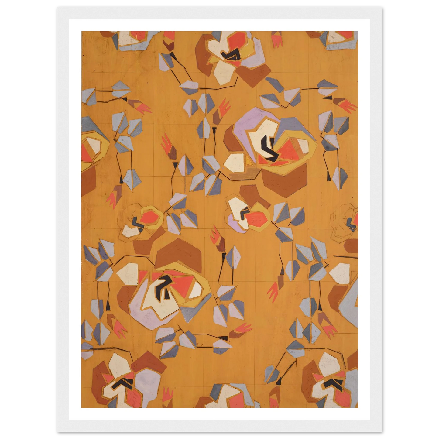 Untitled (Textile design no VII) (circa 1925) Art Print | Frances Hodgkins - Framed Poster - 30x40 cm / 12x16″ - Black frame