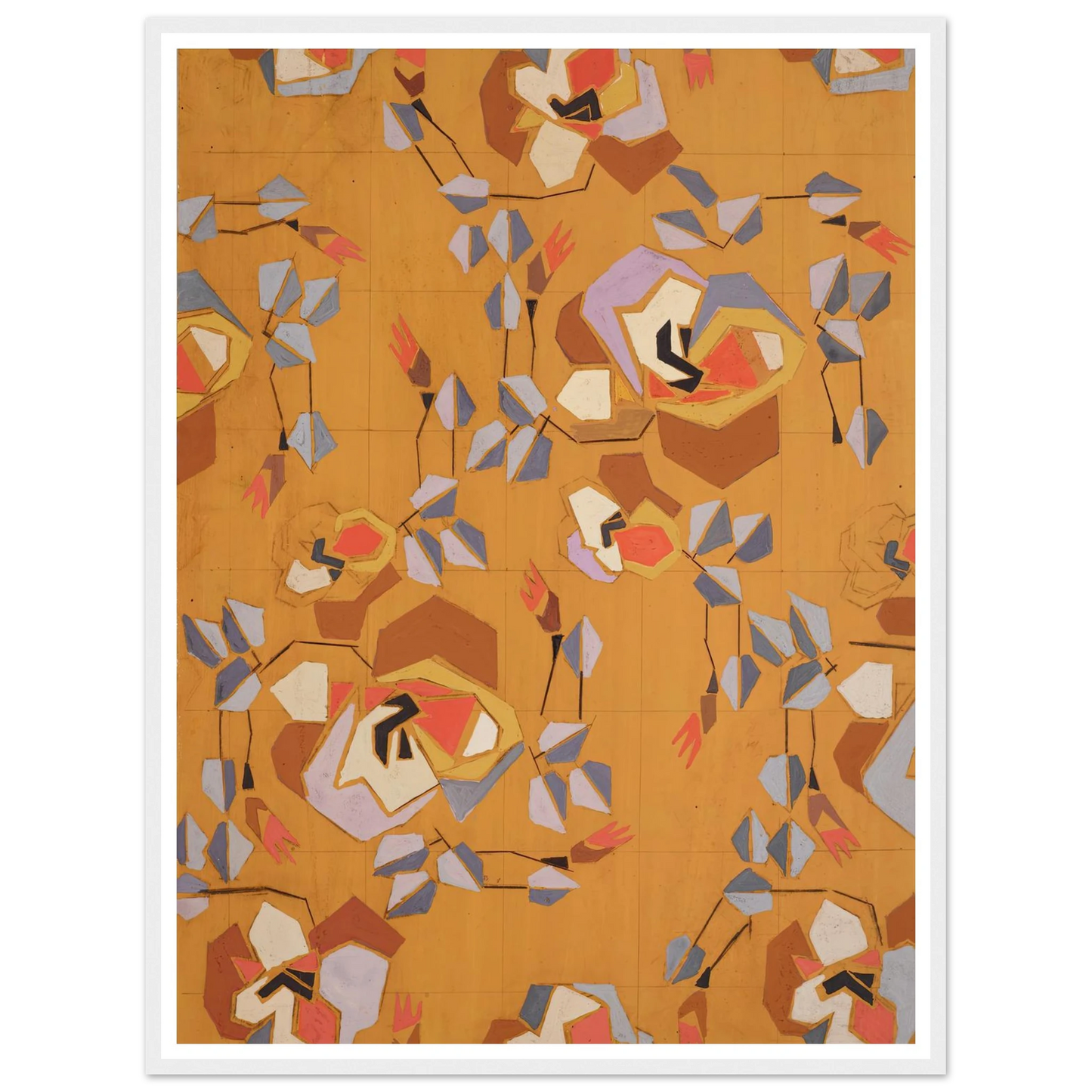 Untitled (Textile design no VII) (circa 1925) Art Print | Frances Hodgkins - Framed Poster - 30x40 cm / 12x16″ - Black frame