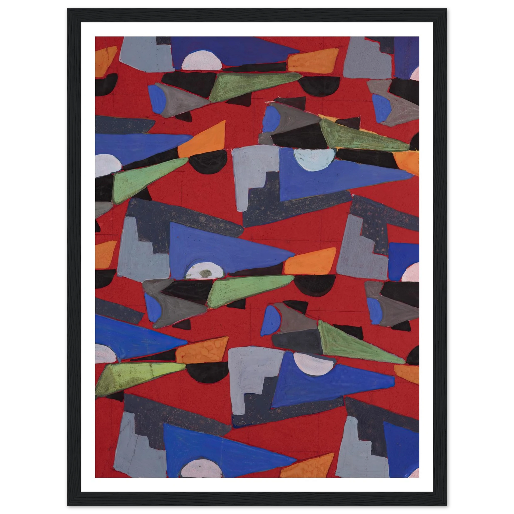 Untitled (Textile design no VIII) (circa 1925) Art Print | Frances Hodgkins - Framed Poster - 30x40 cm / 12x16″ - Black frame