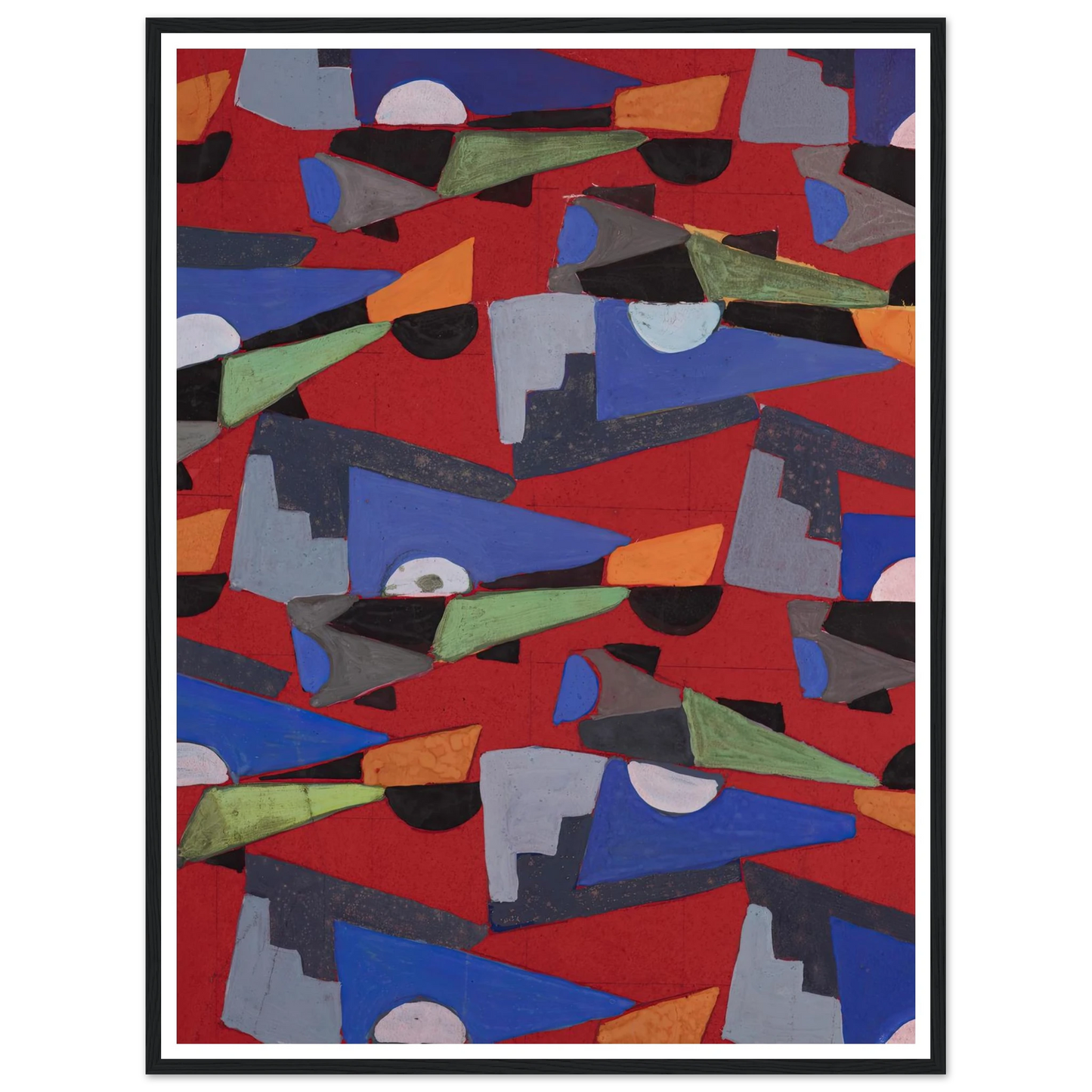 Untitled (Textile design no VIII) (circa 1925) Art Print | Frances Hodgkins - Framed Poster - 30x40 cm / 12x16″ - Black frame