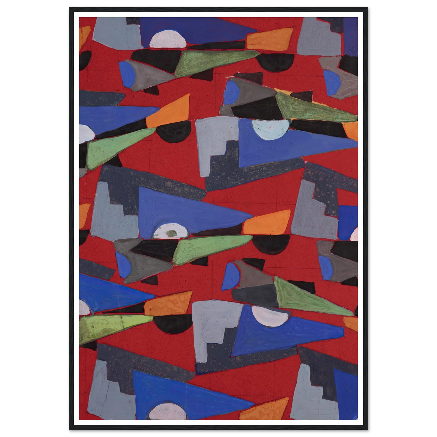 Untitled (Textile design no VIII) (circa 1925) Art Print | Frances Hodgkins - Framed Poster - 30x40 cm / 12x16″ - Black frame