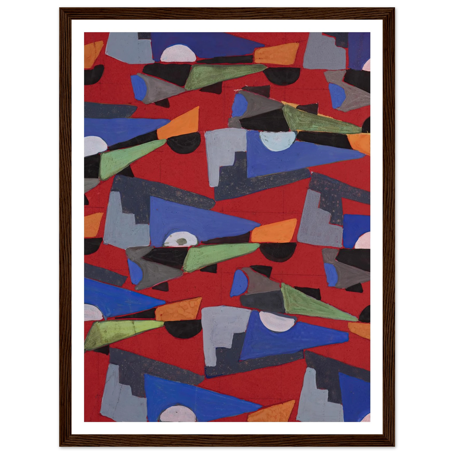 Untitled (Textile design no VIII) (circa 1925) Art Print | Frances Hodgkins - Framed Poster - 30x40 cm / 12x16″ - Black frame