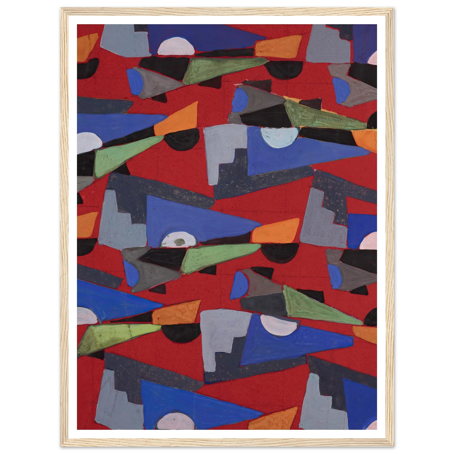 Untitled (Textile design no VIII) (circa 1925) Art Print | Frances Hodgkins - Framed Poster - 30x40 cm / 12x16″ - Black frame