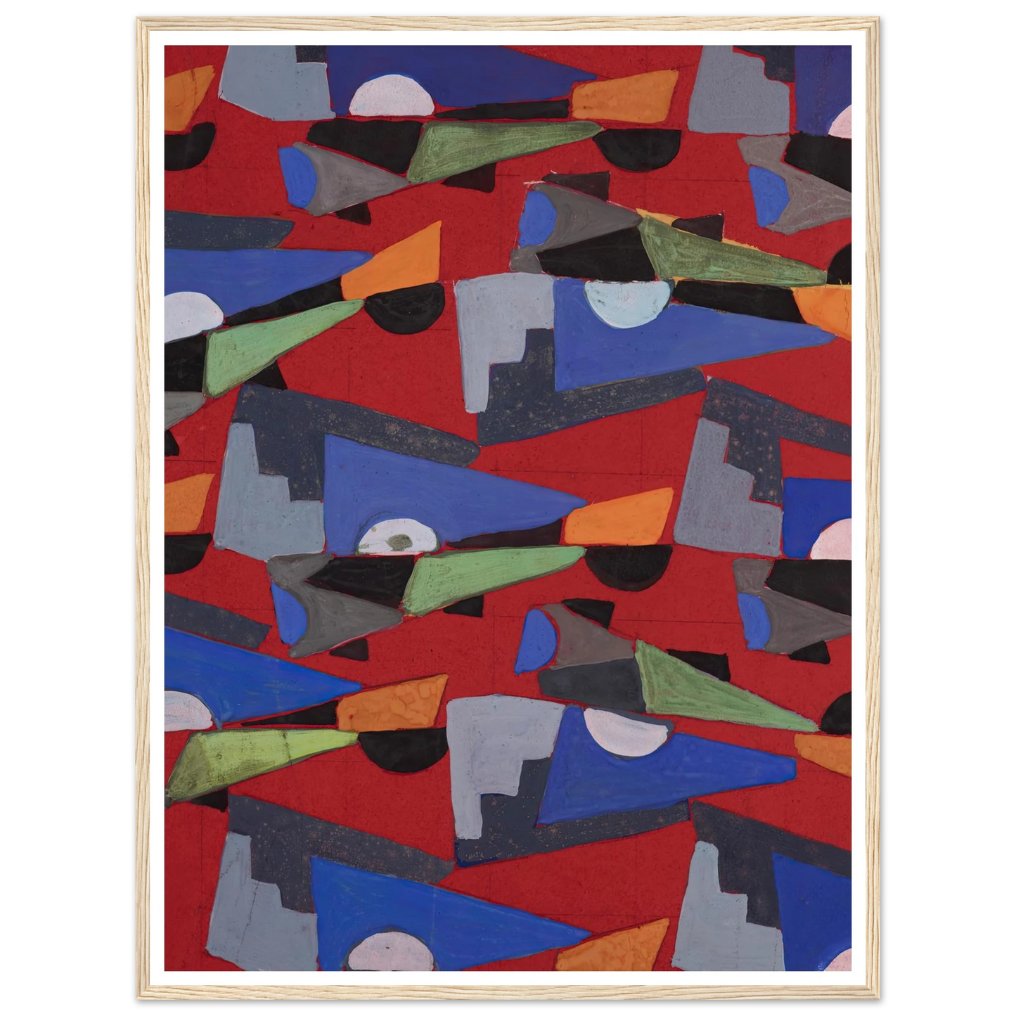 Untitled (Textile design no VIII) (circa 1925) Art Print | Frances Hodgkins - Framed Poster - 30x40 cm / 12x16″ - Black frame