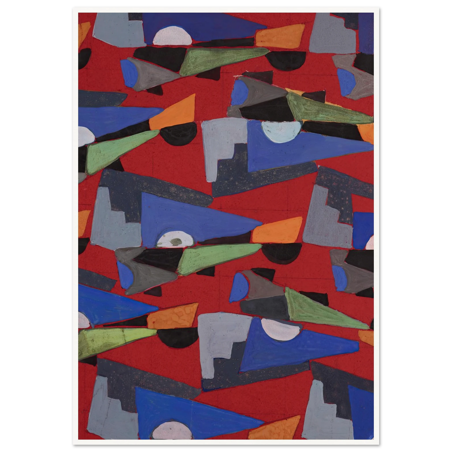 Untitled (Textile design no VIII) (circa 1925) Art Print | Frances Hodgkins - Framed Poster - 30x40 cm / 12x16″ - Black frame