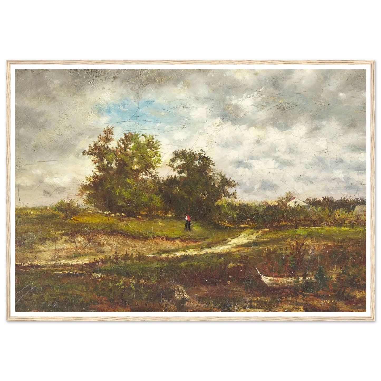 Upland Pasture (1862) Art Print | George Inness - Framed Poster - 30x40 cm / 12x16″ - Black frame