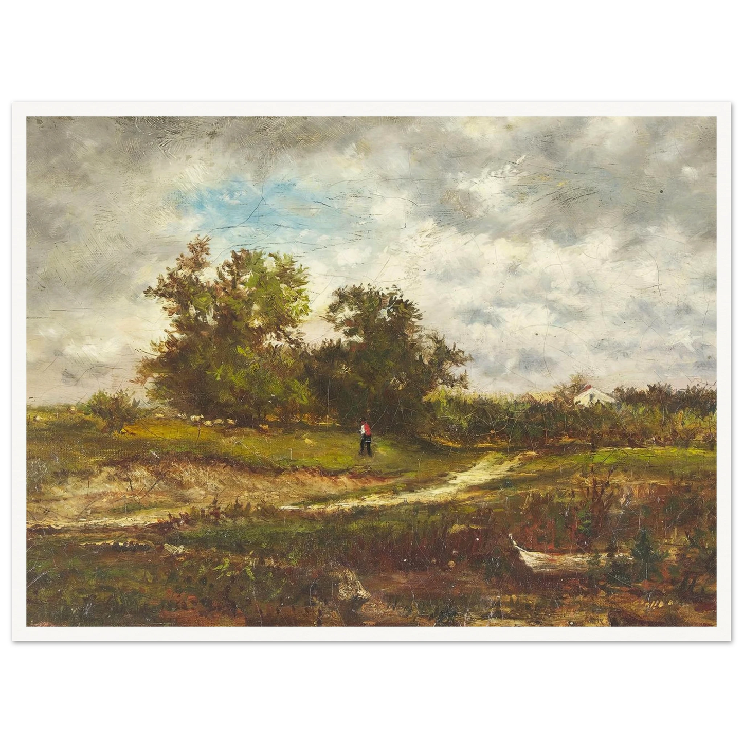 Upland Pasture (1862) Art Print | George Inness - Framed Poster - 30x40 cm / 12x16″ - Black frame