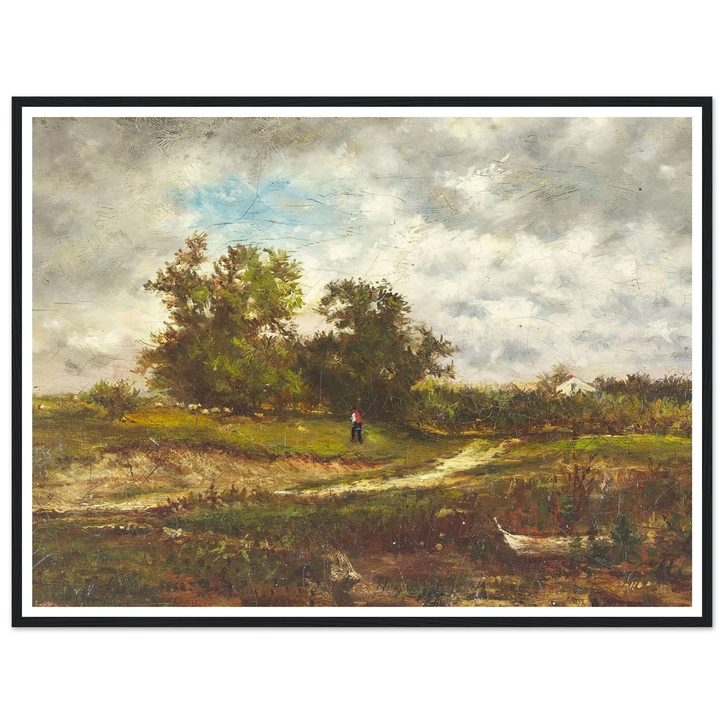 Upland Pasture (1862) Art Print | George Inness - Framed Poster - 30x40 cm / 12x16″ - Black frame