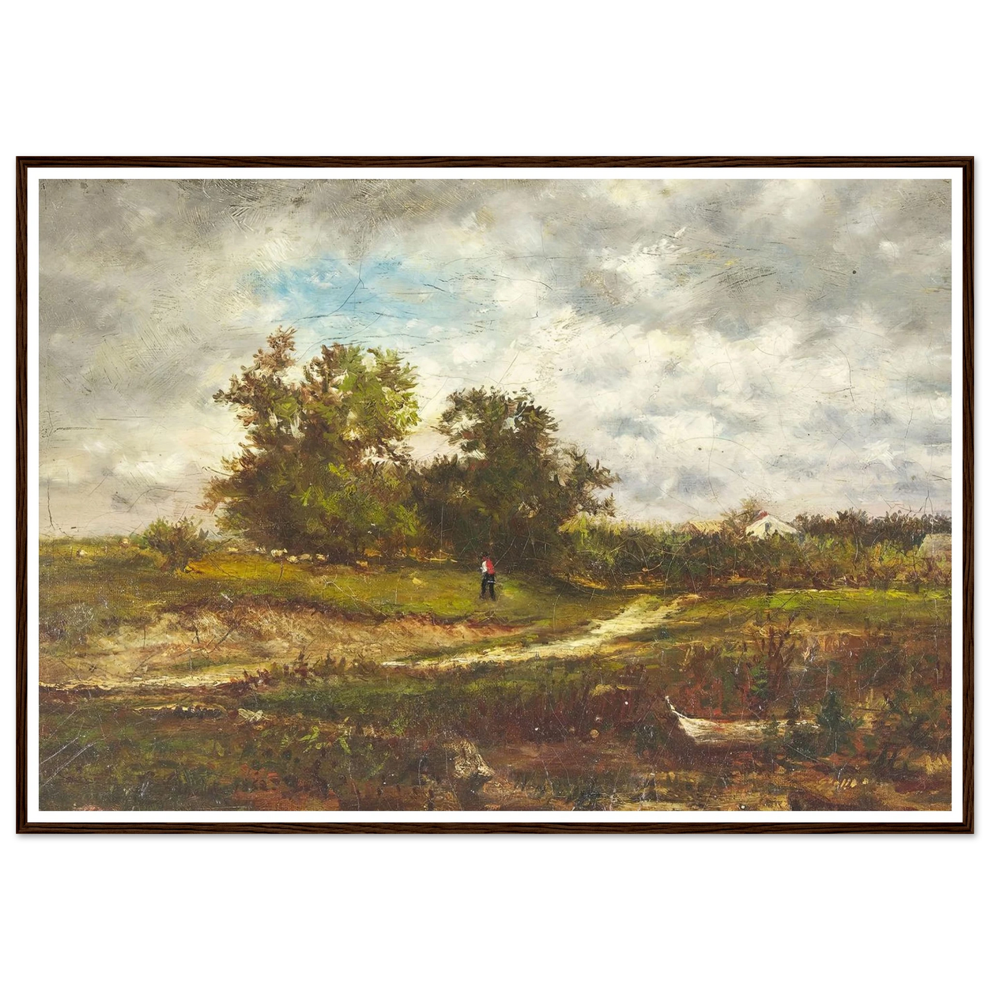 Upland Pasture (1862) Art Print | George Inness - Framed Poster - 30x40 cm / 12x16″ - Black frame