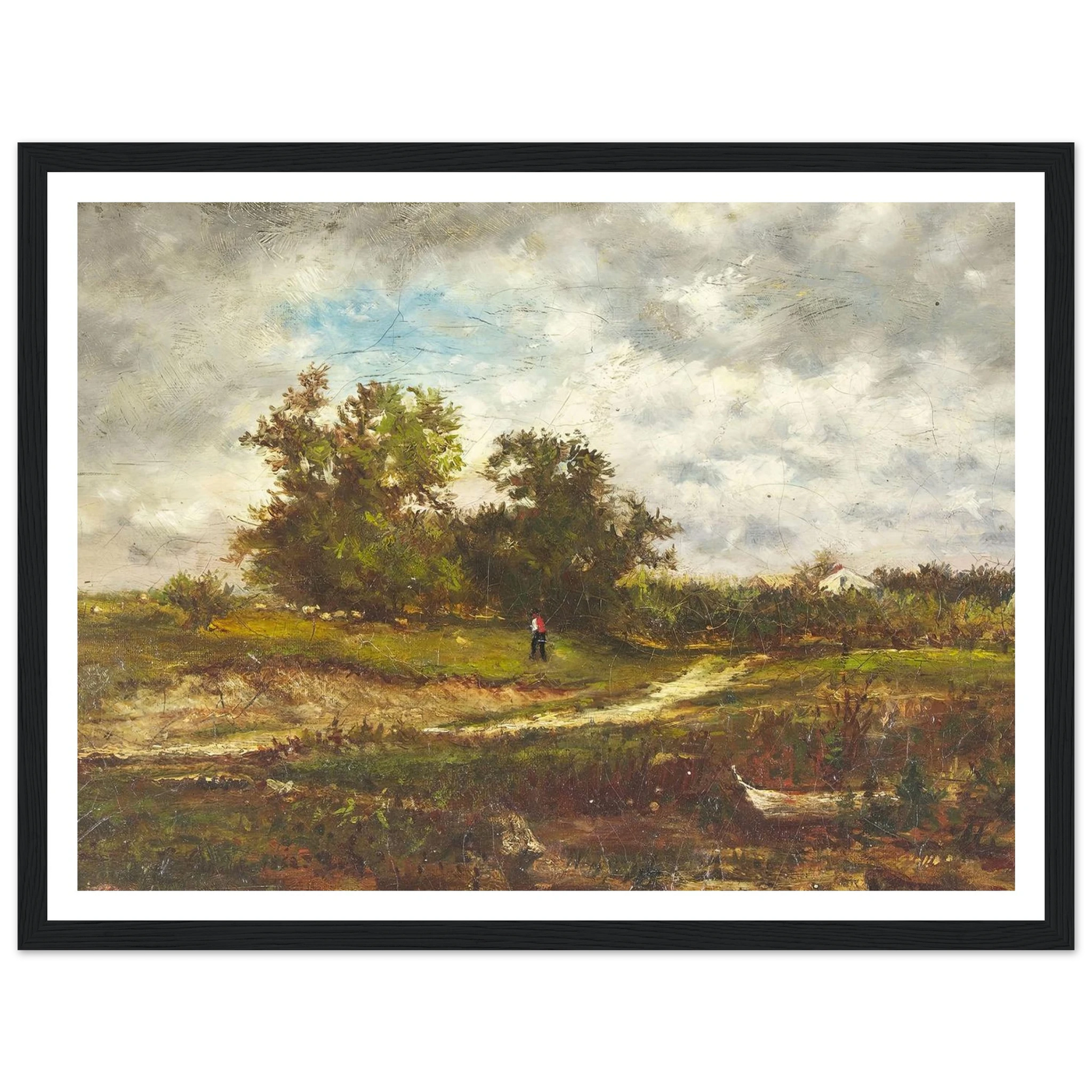 Upland Pasture (1862) Art Print | George Inness - Framed Poster - 30x40 cm / 12x16″ - Black frame