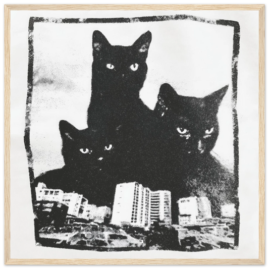 Urban Nocturne Felines - Framed Poster - 30x30 cm / 12x12″ - Black frame