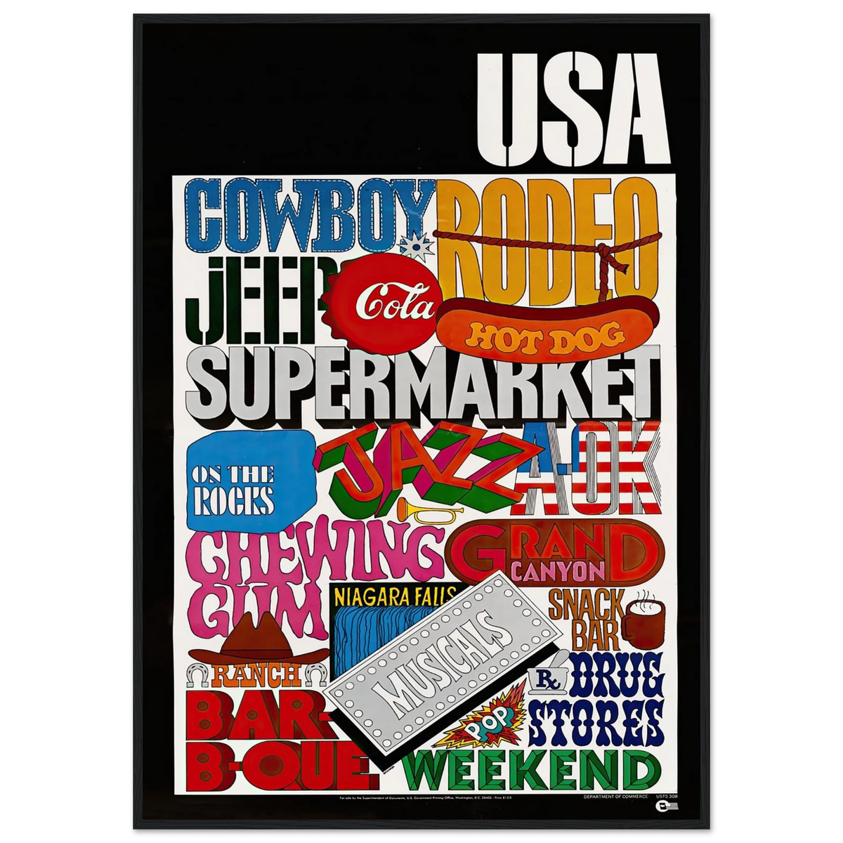 USA Art Print | US Information Agency - Framed Poster - 30x40 cm / 12x16″ - Black frame
