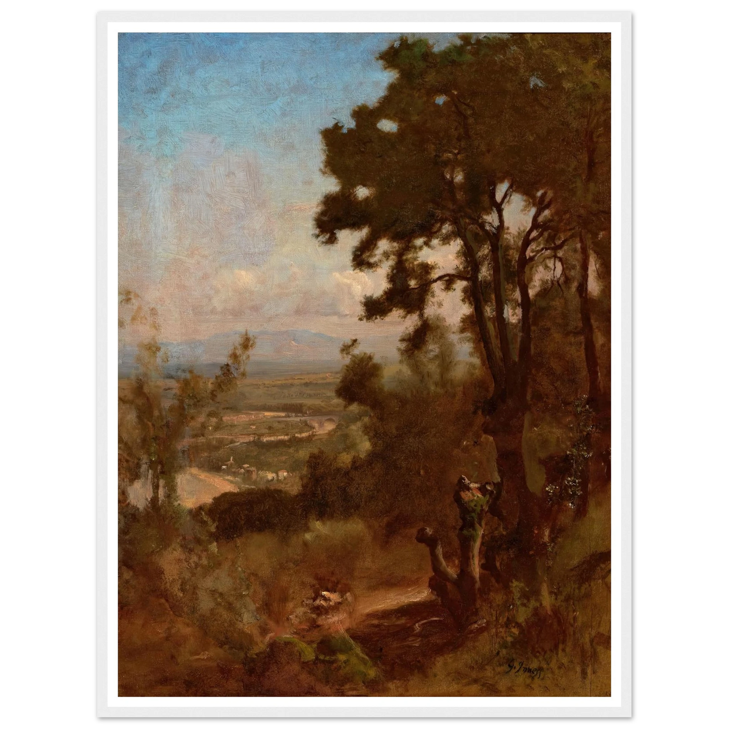 Valley Near Perugia (1871) Art Print | George Inness - Framed Poster - 30x40 cm / 12x16″ - Black frame