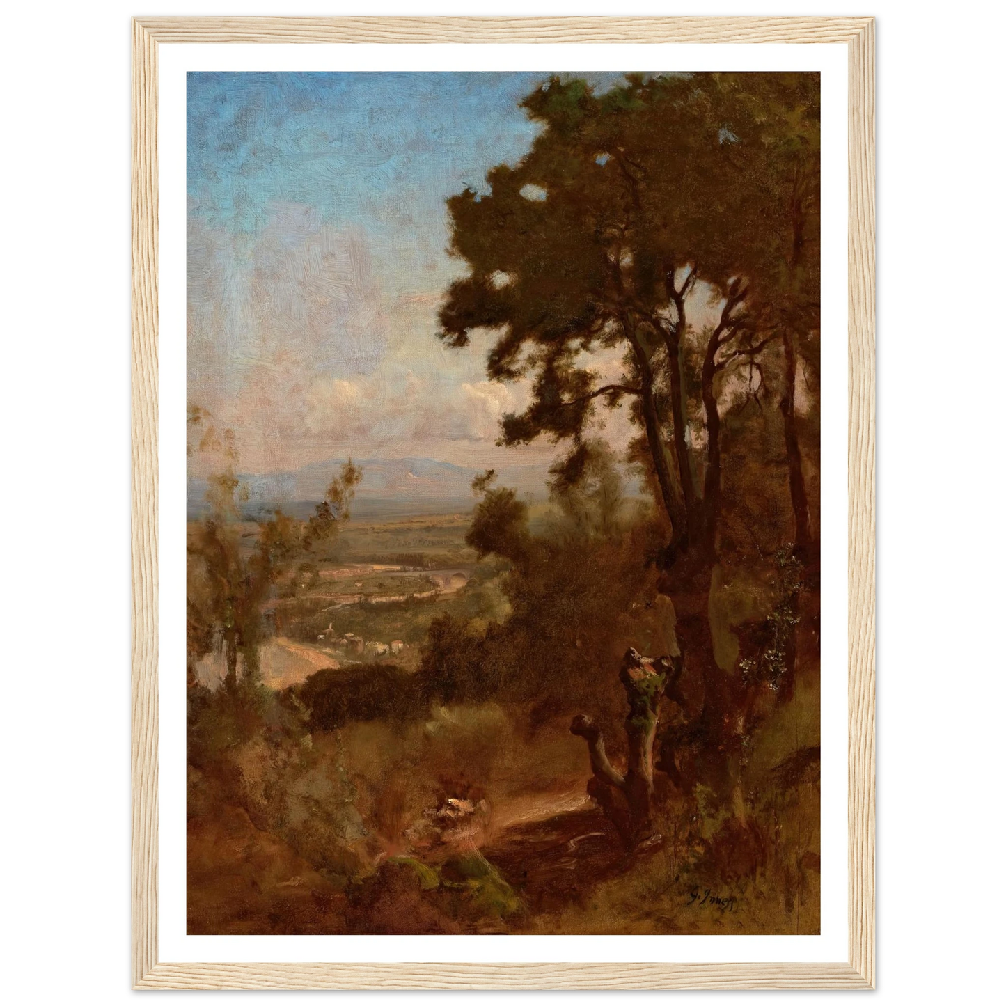 Valley Near Perugia (1871) Art Print | George Inness - Framed Poster - 30x40 cm / 12x16″ - Black frame