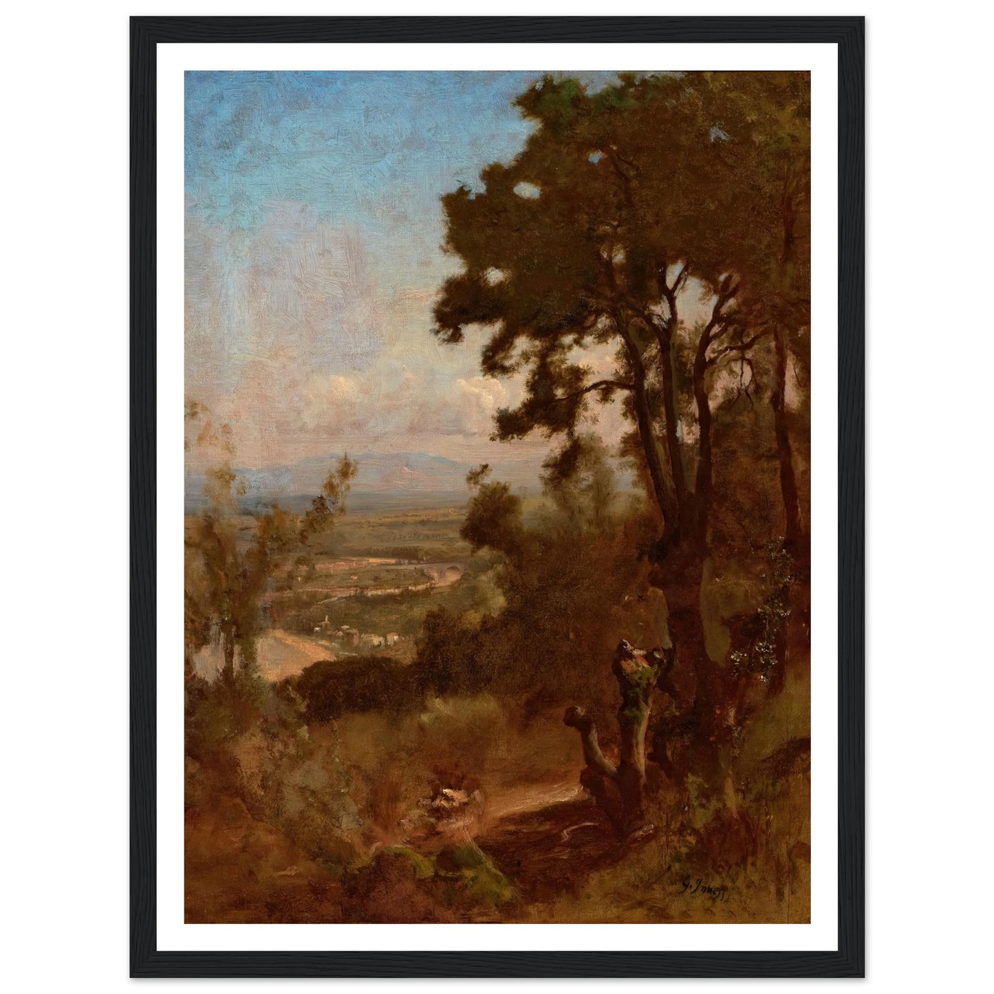 Valley Near Perugia (1871) Art Print | George Inness - Framed Poster - 30x40 cm / 12x16″ - Black frame