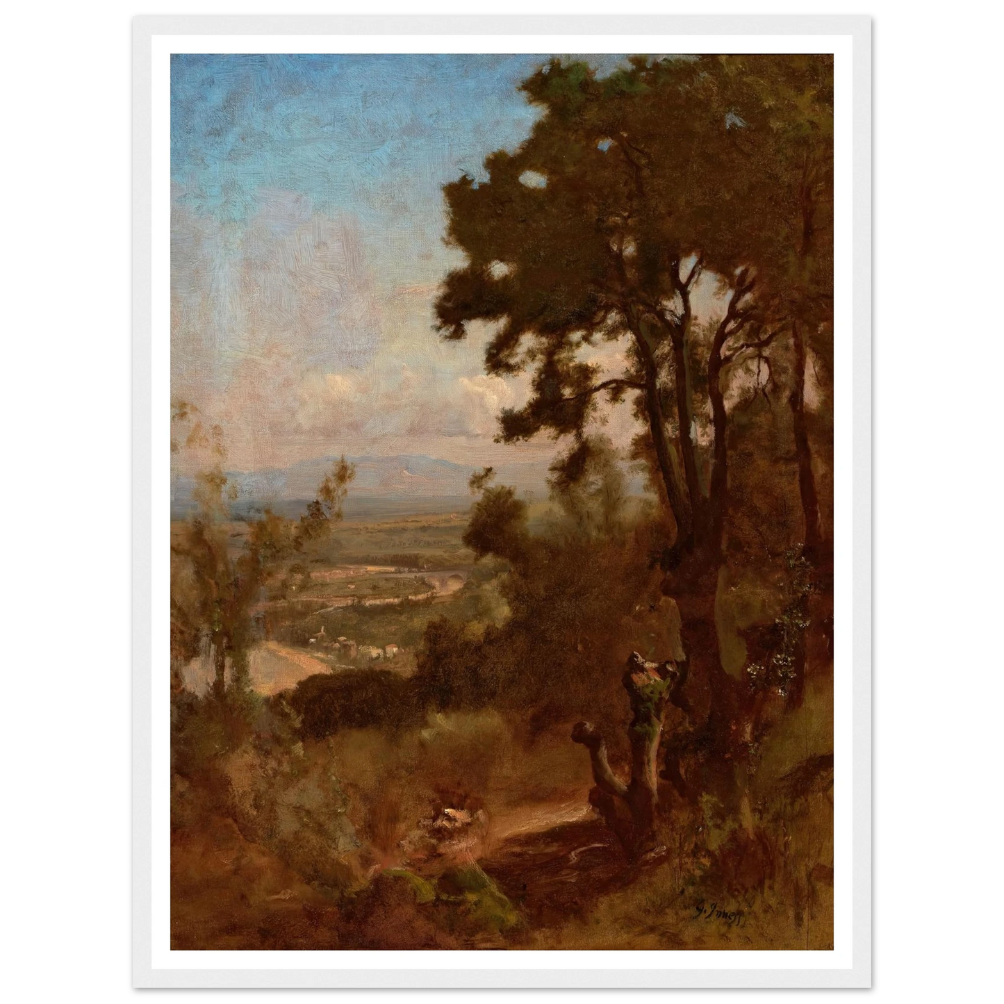 Valley Near Perugia (1871) Art Print | George Inness - Framed Poster - 30x40 cm / 12x16″ - Black frame