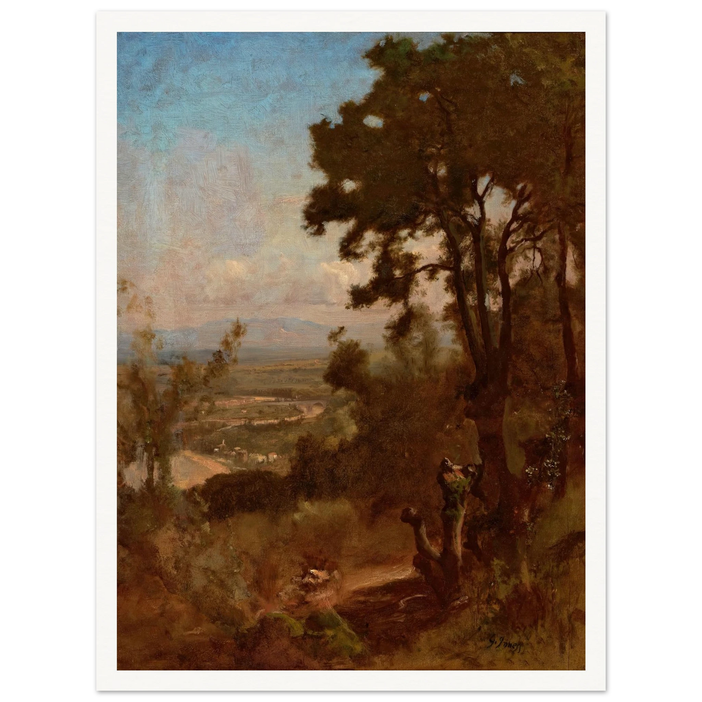Valley Near Perugia (1871) Art Print | George Inness - Framed Poster - 30x40 cm / 12x16″ - Black frame