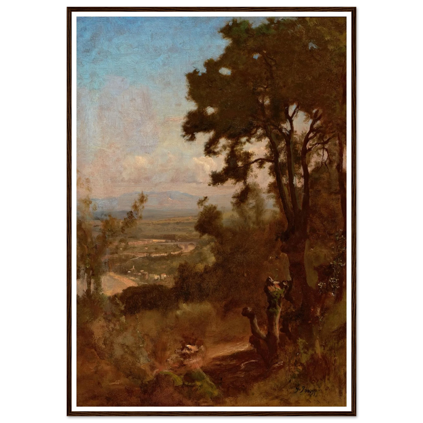 Valley Near Perugia (1871) Art Print | George Inness - Framed Poster - 30x40 cm / 12x16″ - Black frame