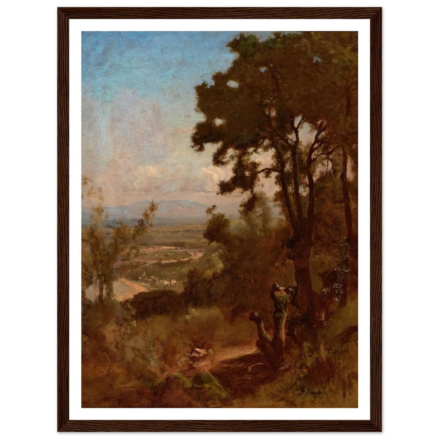 Valley Near Perugia (1871) Art Print | George Inness - Framed Poster - 30x40 cm / 12x16″ - Black frame