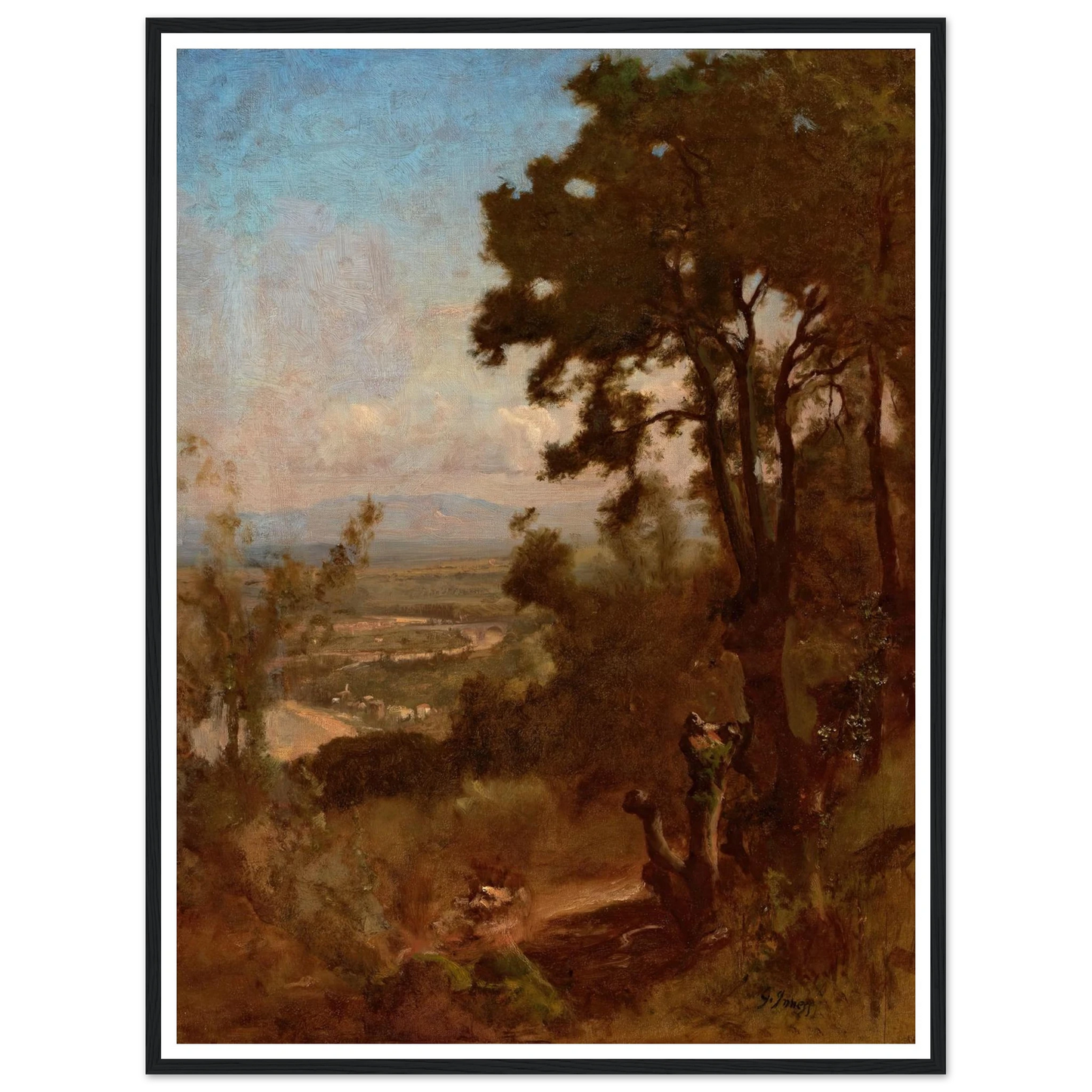 Valley Near Perugia (1871) Art Print | George Inness - Framed Poster - 30x40 cm / 12x16″ - Black frame