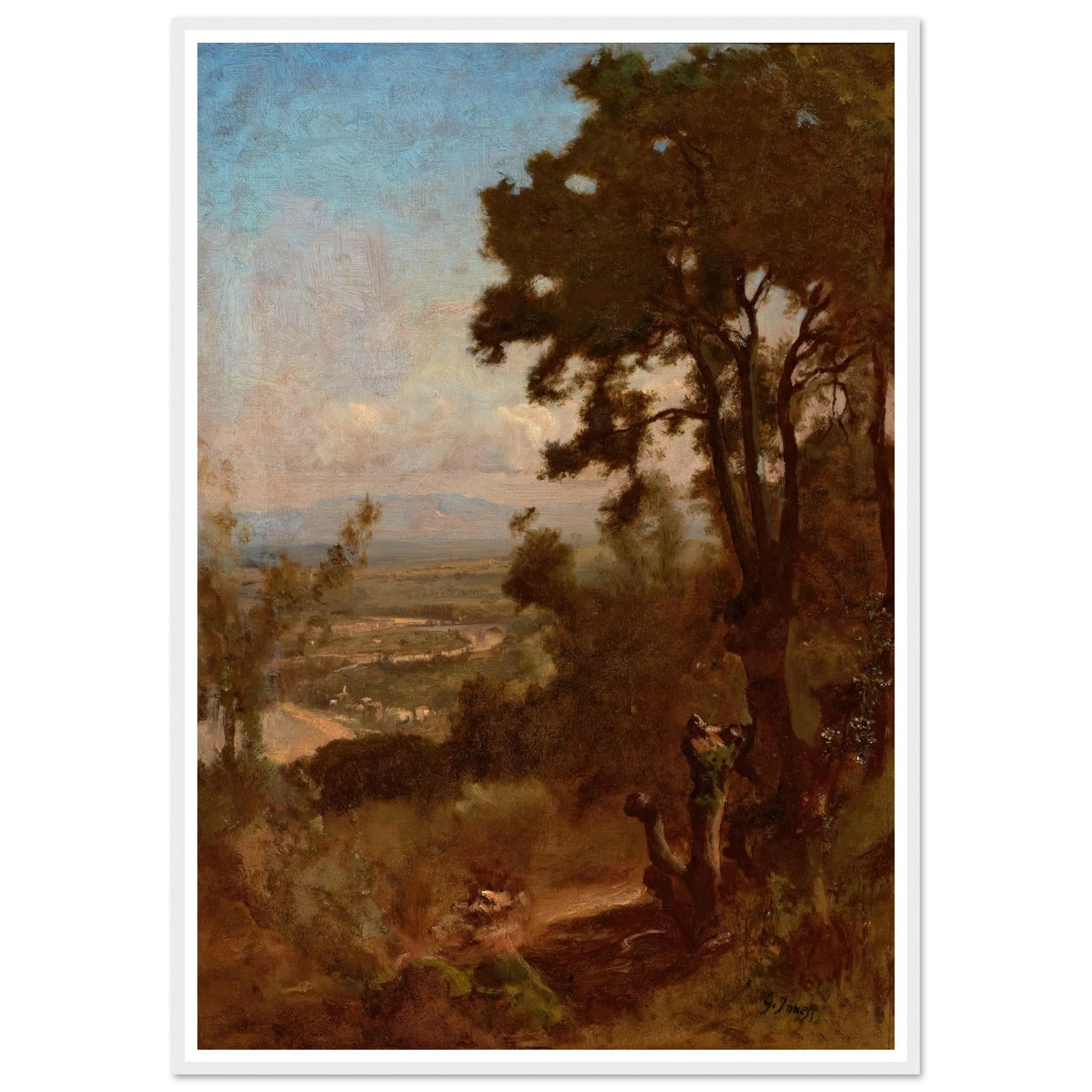 Valley Near Perugia (1871) Art Print | George Inness - Framed Poster - 30x40 cm / 12x16″ - Black frame