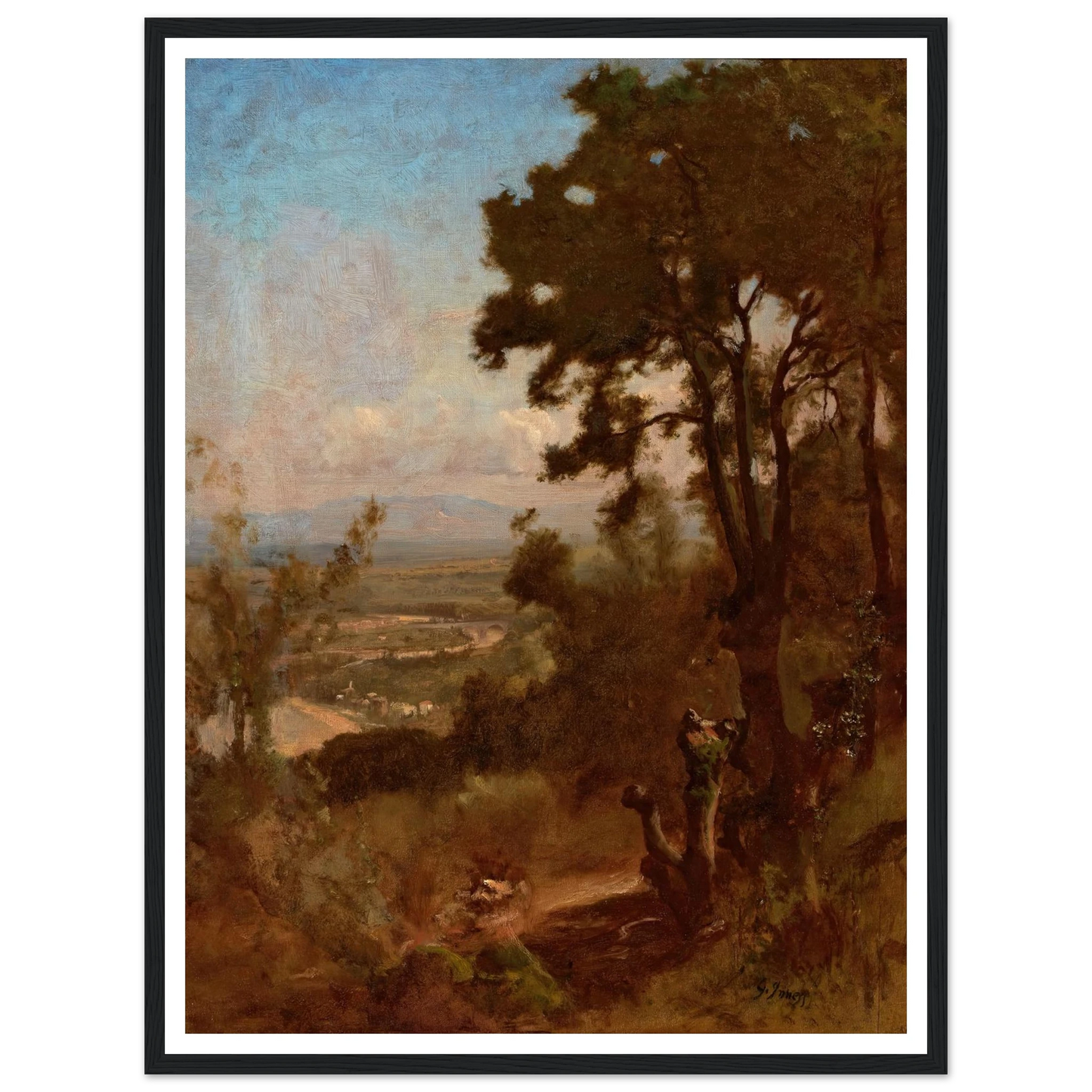 Valley Near Perugia (1871) Art Print | George Inness - Framed Poster - 30x40 cm / 12x16″ - Black frame