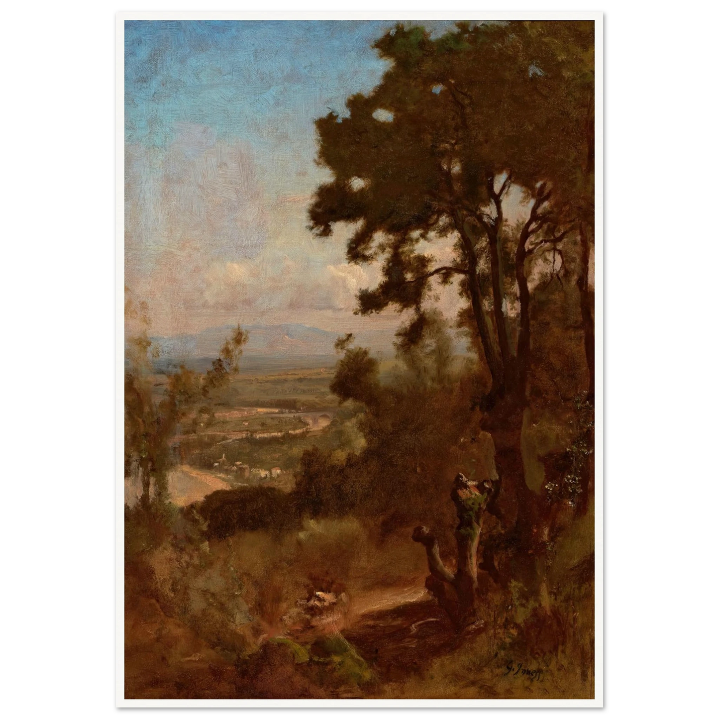 Valley Near Perugia (1871) Art Print | George Inness - Framed Poster - 30x40 cm / 12x16″ - Black frame