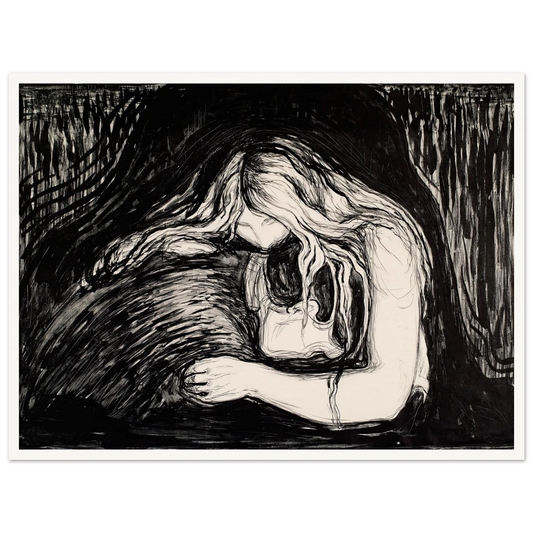 Vampire I Art Print | Edvard Munch - Framed Poster - 30x40 cm / 12x16″ - Black frame