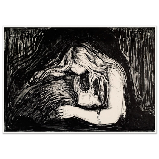 Vampire I Art Print | Edvard Munch - Framed Poster - 30x40 cm / 12x16″ - Black frame