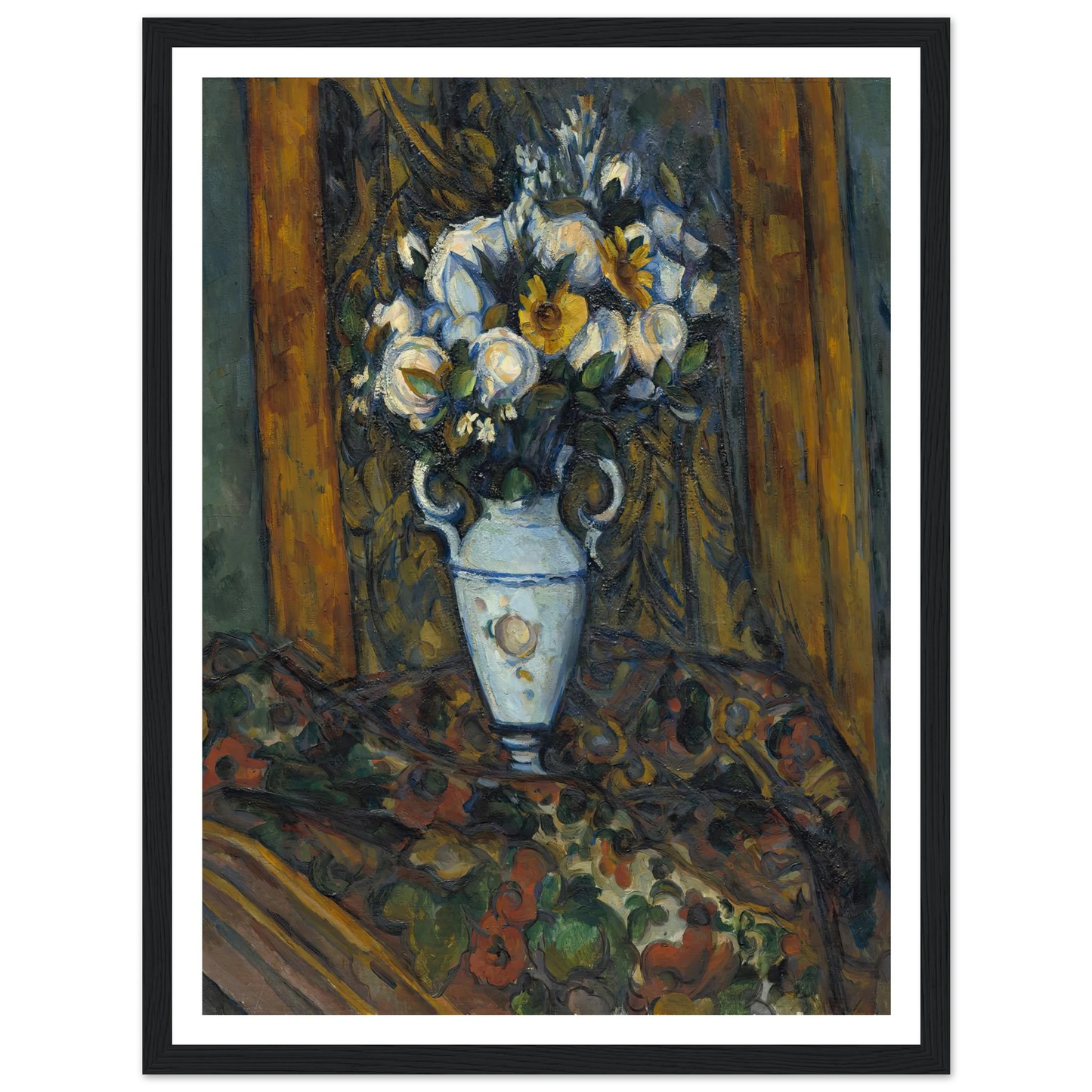 Vase of Flowers (1900-1903) Art Print | Paul Cezanne - Framed Poster - 30x40 cm / 12x16″ - Black frame