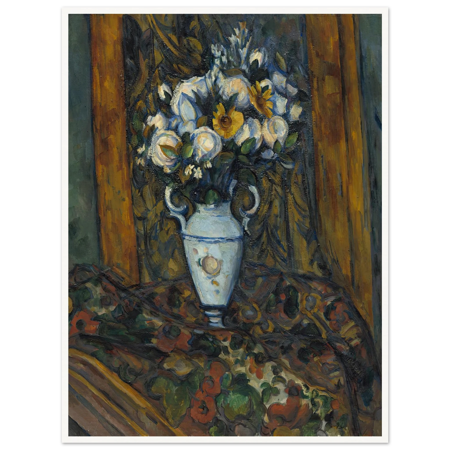 Vase of Flowers (1900-1903) Art Print | Paul Cezanne - Framed Poster - 30x40 cm / 12x16″ - Black frame