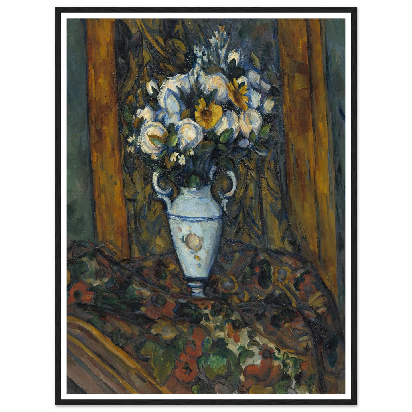 Vase of Flowers (1900-1903) Art Print | Paul Cezanne - Framed Poster - 30x40 cm / 12x16″ - Black frame