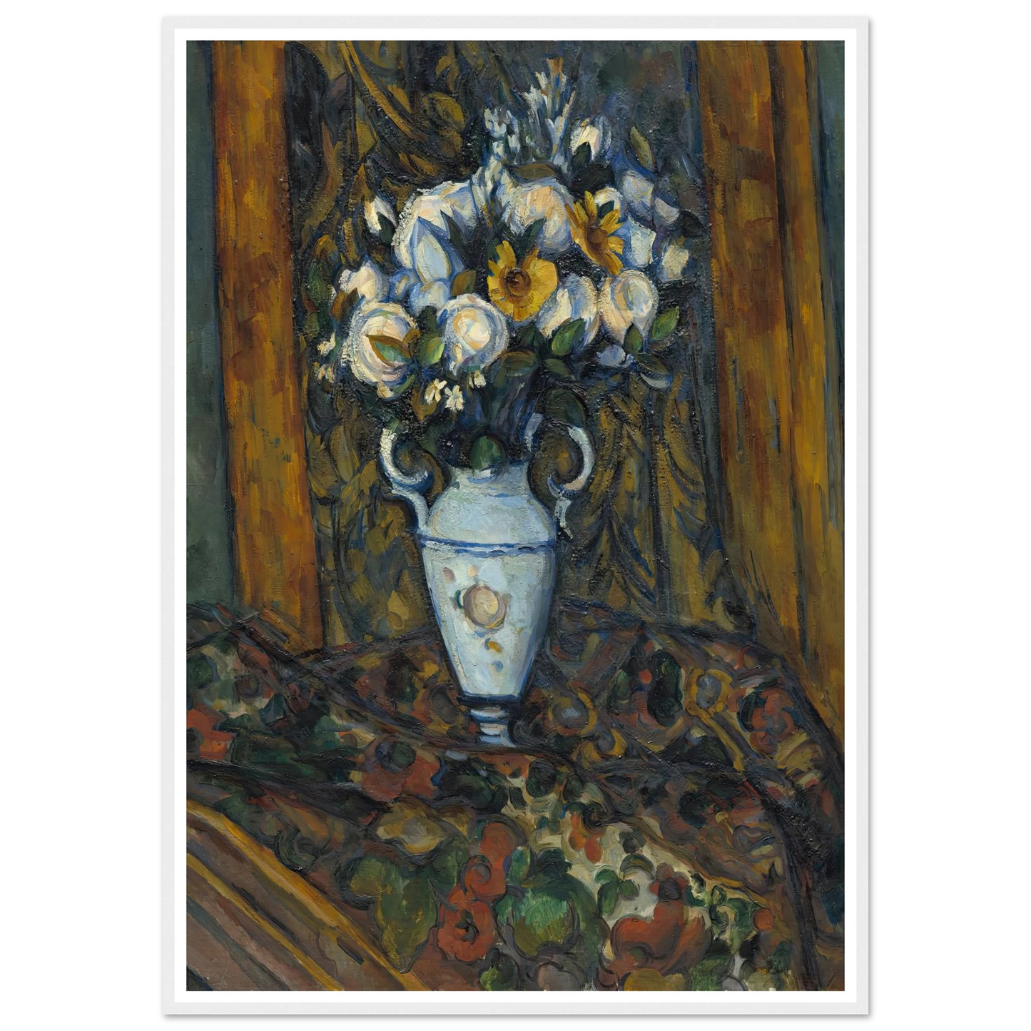 Vase of Flowers (1900-1903) Art Print | Paul Cezanne - Framed Poster - 30x40 cm / 12x16″ - Black frame