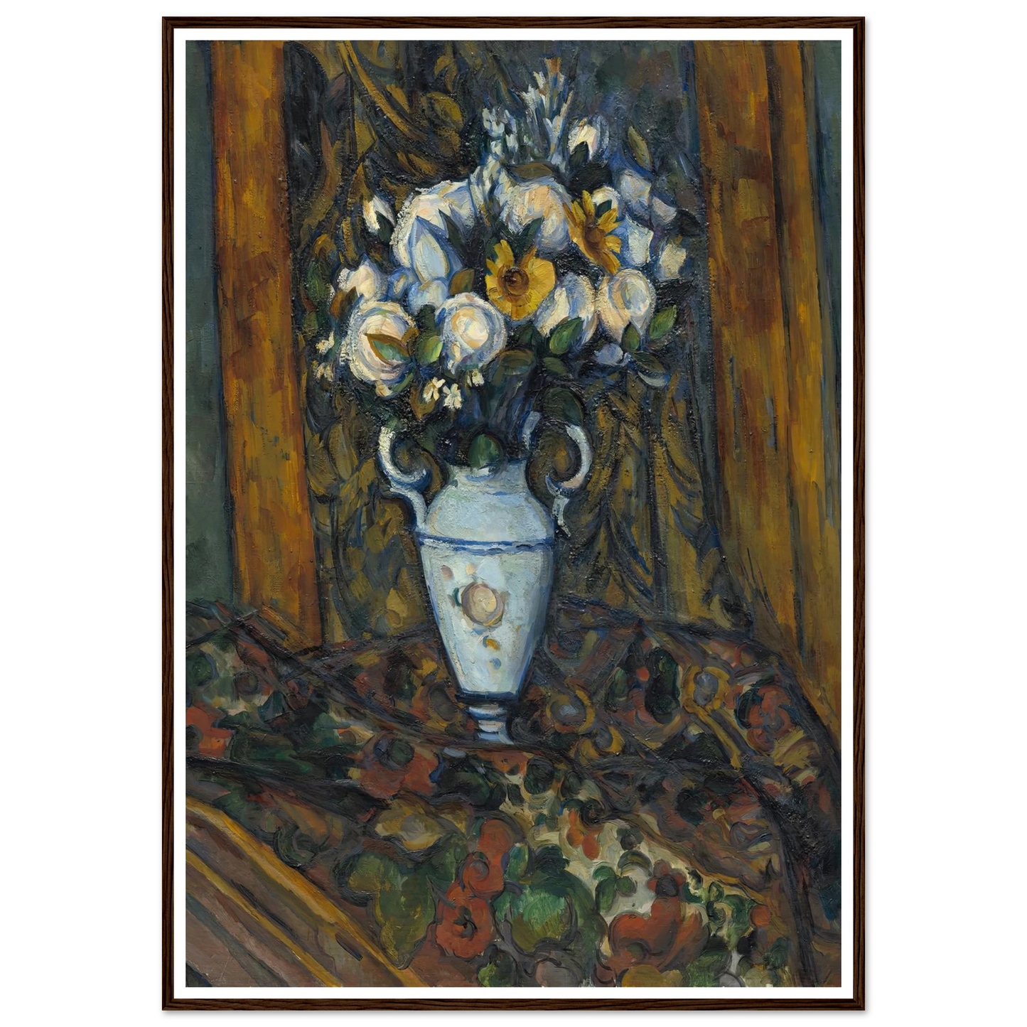 Vase of Flowers (1900-1903) Art Print | Paul Cezanne - Framed Poster - 30x40 cm / 12x16″ - Black frame