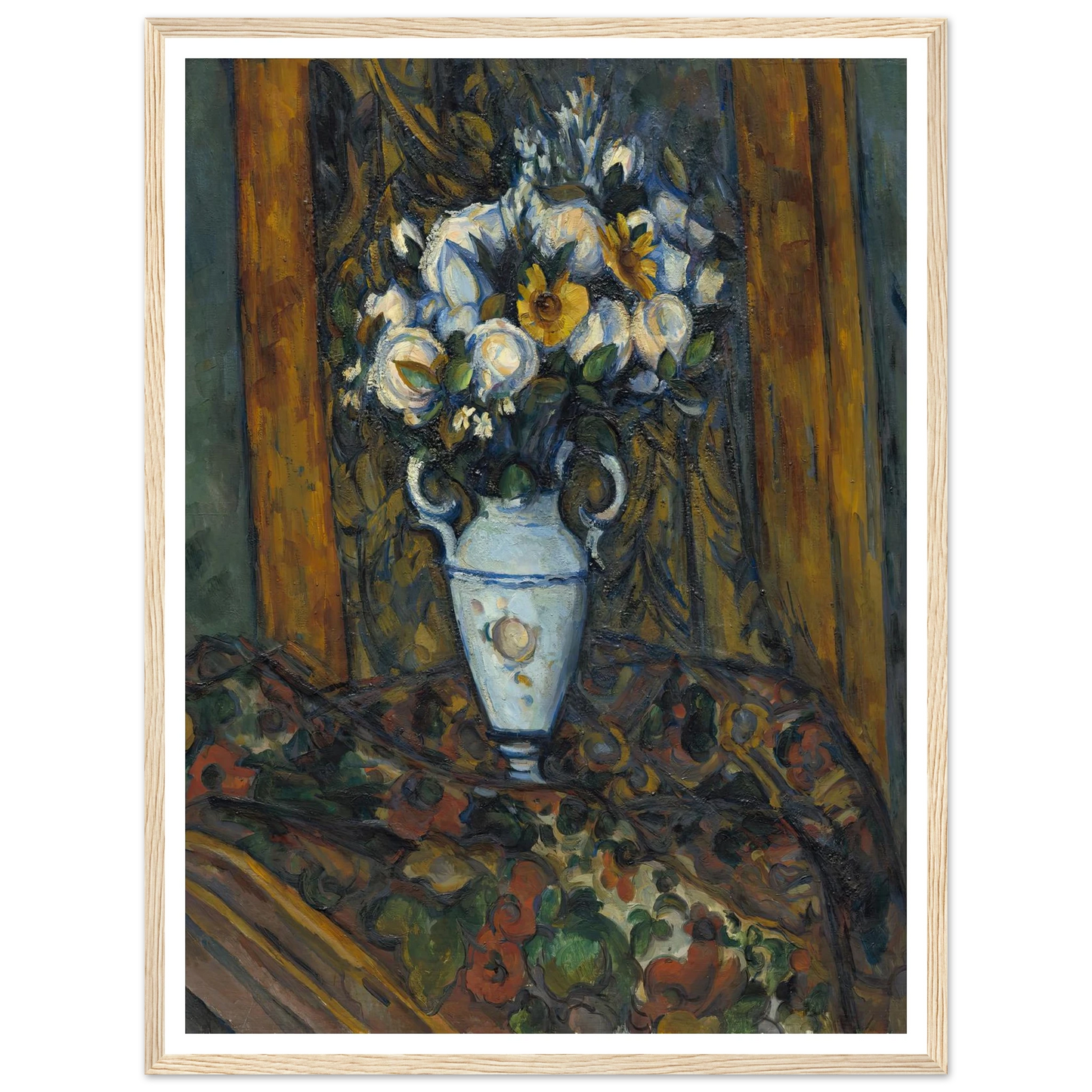 Vase of Flowers (1900-1903) Art Print | Paul Cezanne - Framed Poster - 30x40 cm / 12x16″ - Black frame