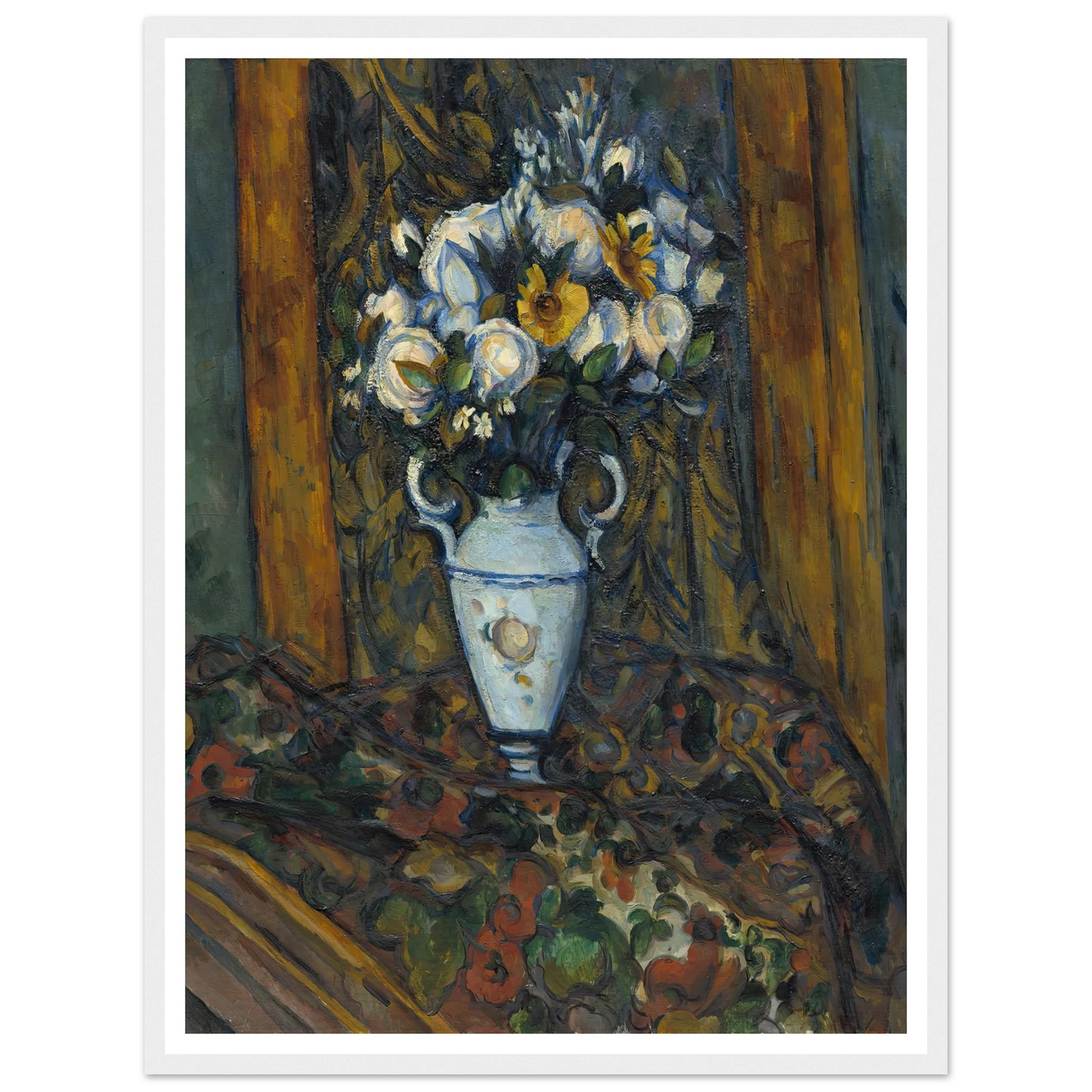 Vase of Flowers (1900-1903) Art Print | Paul Cezanne - Framed Poster - 30x40 cm / 12x16″ - Black frame