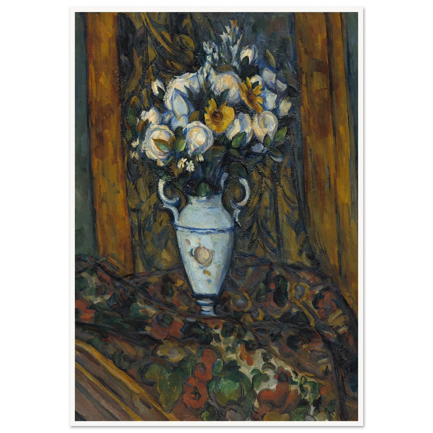 Vase of Flowers (1900-1903) Art Print | Paul Cezanne - Framed Poster - 30x40 cm / 12x16″ - Black frame