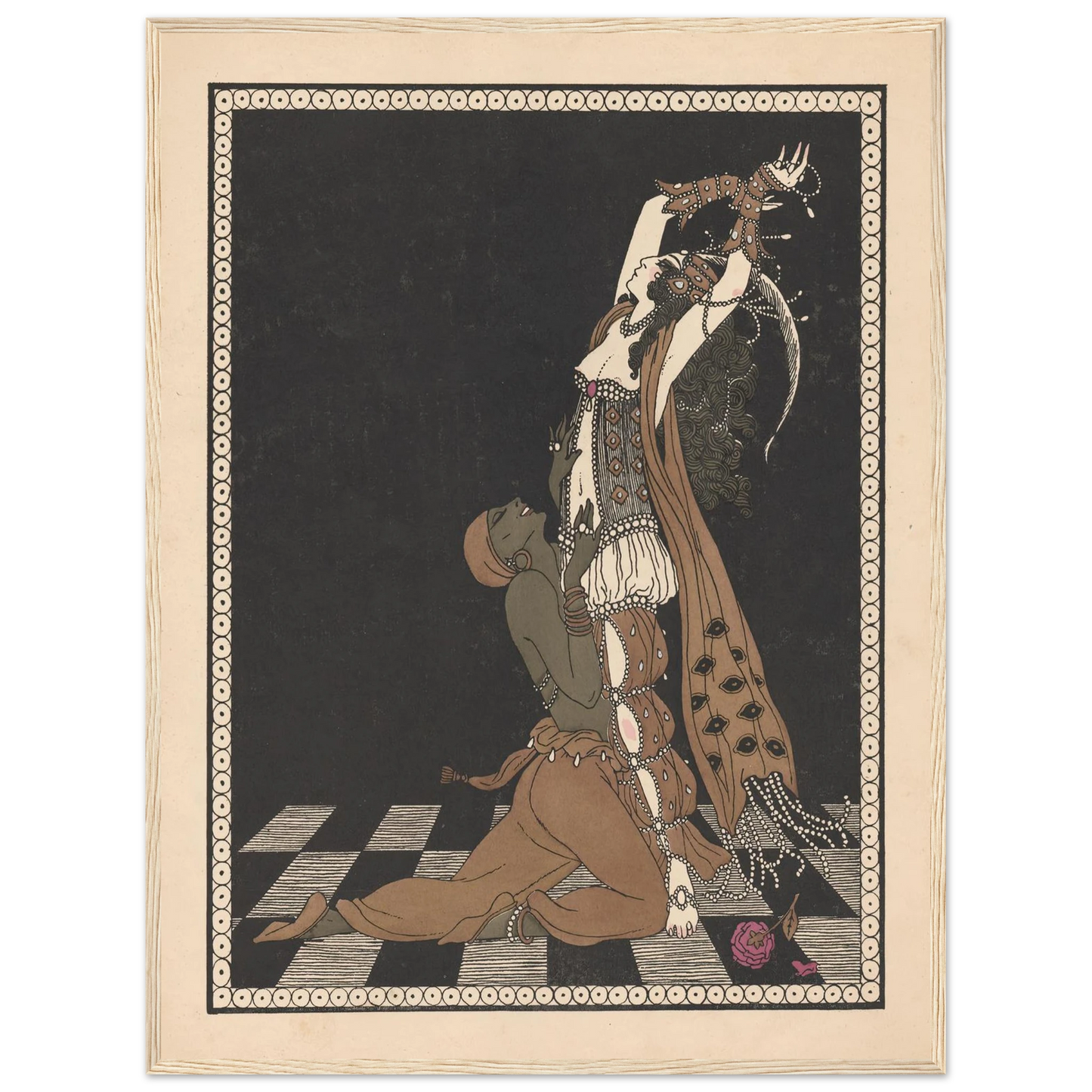 Vaslav Nijinsky and Ida Rubinstein in Schéhérazade (1913) Art Print | George Barbier - Framed Poster - 30x40 cm / 12x16″ - Black frame